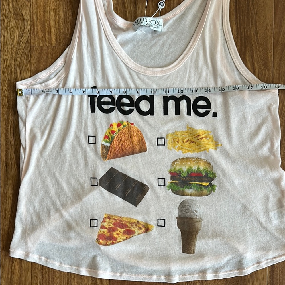 NWT Wildfox Women's Pink Graphic Junk Food Feed Me Tank Top Large - Picture 6 of 8